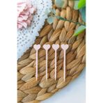 Atolye Doruk 50 ADET Pembe Kalp Cupcake Kürdanı-Kız Bebek Doğum Günü, Baby Shower, Nişan Pasta Süsleme Malzemeler