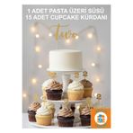 Atolye Doruk Altın 2 Yaş Doğum Günü Pasta Süsü- TWO Pasta Yazısı-2 Rakamı Cupcake Kürdanı -Bebek Doğum Günü