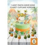 Atolye Doruk Dinazorlar Doğum Günü Pasta Seti Dinazor Cupcake Kürdanı-Dinozor Kürdanlı Pasta Süsü