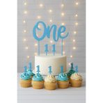 Atolye Doruk Mavi 1 Yaş Doğum Günü Pasta Süsü- One Pasta Yazısı-1 Rakamı Cupcake Kürdanı -Erkek Bebek Doğum Günü