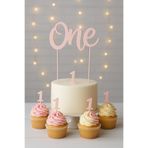 Atolye Doruk Pembe 1 Yaş Doğum Günü Pasta Süsü- One Pasta Yazısı-1 Rakamı Cupcake Kürdanı -Kız Bebek Doğum Günü