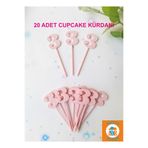 Atölye Doruk Pembe 3 Rakamı Cupcake Kürdanı- Kız Bebek 3 Yaş Doğum Günü Pasta Süsleme Malzemeler