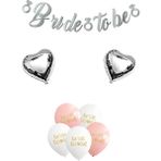 Atölye Mi Gümüş Kaligrafi Banner Bride To Be Kalp Balonlu Bride Parti Balon Süsleme Seti - Kopya