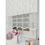 Atölye Perde Çiftli Sistem Yeni Beyaz-Bej Gül Dantel Series Tül + Stor - Beyaz - Kahverengi - 70 x 200 cm