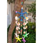 Atölye Rönesans El Yapımı Nazar Boncuklu Deniz Yıldızı Rüzgar Çanı - Bohem Deniz Kabuğu Duvar Süsü ve Balkon Deko
