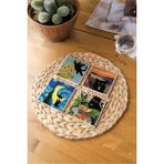 Atölye Sanat ve Kedi Temalı Bardak Altlığı 4’lü Set Doğal Taş (10X10 Cm) - 10 x 10 cm