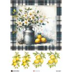 Atölye Smile 3467 Limon, Çiçek Desenli 29*42 cm Pirinç Dekopaj