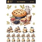 Atölye Smile ST1151 Bakery, Turta Desenli Açık Zemin Sulu Transfer 25*35 cm