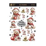 Atölye Smile ST1157 Yeniyıl, Kaligrafik Yazı, Teddy Desenli Açık Zemin Sulu Transfer 25*35 cm
