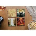 Atölye Yüzüklerin Efendisi Temalı Bardak Altlığı 4’lü Set Doğal Taş (10X10 Cm) - 10 x 10 cm
