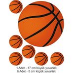Atölye7 Tasarım Basketbol Topu 7 Adet A4 Yenilebilir Süsü Pasta Kurabiye Şeker Hamuru Kağıt Baskısı