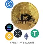 Atölye7 Tasarım Bitcoin Kripto 7 Adet A4 Yenilebilir Süsü Pasta Kurabiye Şeker Hamuru Kağıt Baskısı