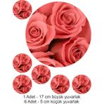 Atölye7 Tasarım Pembe Gül Desenli 7 Adet A4 Boyutunda Yenilebilir Süsü Pasta Kurabiye Şeker Hamuru Kağıt Baskısı
