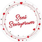 Atölye7 Tasarım Yenilebilir Şekerli Kağıt Baskısı ile Seni Seviyorum Yazılı Pasta Üstü 21 x 29 cm