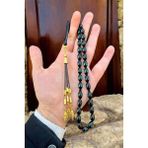 Atolyezone Erkek Sürmeli Hediye Yeşil Toz Kehribar Tesbih, Malzeme: Kehribar Tozu, 25 cm Uzunluk - Yeşil - Siyah