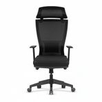 Atom Ofis Tiffany Siyah Yönetici Çalışma Koltuğu, Ergonomik Ofis Sandalyesi, Ayarlanabilir Kol Destekli, File Kumaş, Siyah, 51x50x125 cm