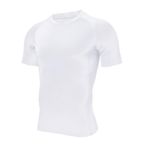 ATRACTIVOLL Erkek spor tişörtü, fitness, kısa kollu, nefes alır, aktif giyim, koşu tişörtü, fitness stüdyosu, hızlı kuruyan antrenman tişörtü, Beyaz, L
