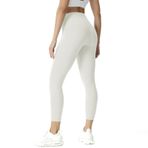 ATRACTIVOLL Kadın tayt, spor, dikişsiz, opak, yüksek bel, koşu pantolonu, uzun, karın bölgesi, antrenman fitness pantolonu, Beyaz, XL