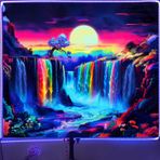 Atrippy Blacklight Doğa Ay Dağ Goblen Yatak Odası için Siyah Işık Posterler Fantezi Uzay Şelale Duvar Halısı UV Reaktif Neon Manzara Duvar Halısı Tavan Oturma Odası için Duvar Halısı 132 x 150 cm
