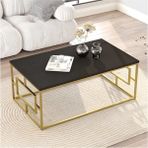 Ats Dekor Endüstriyel Tasarım Orta Sehpa - 100x60x40 - Gold Siyah