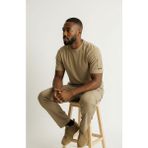 Attack Erkek Basic Tişört Haki Renk %100 Pamuk Bisiklet Yaka Günlük Rahat Slim Fit - Bej - 4XL