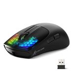 ATTACK SHARK Üç Modlu X5 Kablosuz Oyun Faresi BT 5.1/2.4Ghz/USB-C, Hafif 49g, PAW3212 Optik Sensör, Şarj Edilebilir Pil, PC/Tablet/Masaüstü/Ofis/Oyunlar için RGB LED Petek Faresi-Siyah