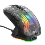 ATTACK SHARK X2 Pro Kablosuz Gaming Mouse, Şarj İstasyonlu, Sessiz Bluetooth Oyuncu Mouse, Tri-Mod (BT5.0/2.4G/Fillaire) Ergonomik RGB Mouse 4000 DPI, PixART PAW3212, Şeffaf Kabuklu, PC/Mac, Siyah