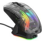 Attack Shark X2 Pro Kablosuz Şeffaf Gaming Mouse, Şarj Istasyonlu, Sessiz Bluetooth Oyuncu Mouse, 3 Modlu (Bt5.0/2.4g/kablolu) Ergonomik Rgb Mouse 4000 Dpı, Pixart PAW3212, Pc/mac - Siyah