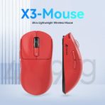 Attack Shark X3 Superlight Kablosuz Gaming Mouse – 49G Ultra Hafif Fare, 26000 Dpı Pixart PAW3395 Sensör, Bt/2.4g/kablolu Üçlü Mod, 200 Saat Pil Ömrü, Ptfe Ayaklar, Pc/xbox/ps/mac – Red - Siyah