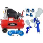 Attlas 50 Litre Hava Kompresörü ve Üstten Depolu Hava Boya Tabanca Seti Full Set