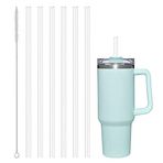 AUAUY Stanley için 6 ADET Plastik Yedek Pipet 40 oz 30 oz Bardak için Yeniden Kullanılabilir Şeffaf Pipetler Stanley Adventure Quencher Seyahat Tumbler ile Uyumlu, Temizleme Fırçalı Bardak Pipetleri