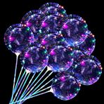 Aubess 12 paket ışıklı balon, 40 cm şeffaf LED balon, çubuklu LED balon, renkli LED ışık zincirli, doğum günü, düğün, sevgililer günü, parti dekorasyonu için
