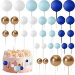 Aublinto Happy birthday pasta süsü, doğum günü partisi levhaları, bayraklar, 42 parça, mini köpük toplar, pasta eklentisi, pasta süsü, pasta süsü topları, pasta dekorasyon aksesuarı