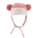 Aublinto Küçük çocuk küçük çocuk kış şapkası kışlık bere Earflap örgü sıcak şapka polar astarlı bere kış pilot beresi Trapper bere örgü bere sıcak kayak şapkası erkek ve kız çocukları için, Pembe., M