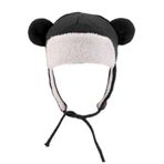 Aublinto Küçük çocuk küçük çocuk kış şapkası kışlık bere Earflap örgü sıcak şapka polar astarlı bere kış pilot beresi Trapper bere örgü bere sıcak kayak şapkası erkek ve kız çocukları için, Siyah, M