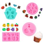 Aublinto Meyve Şekilli Jöle Kalıpları Fondan Kalıpları 3D Mini Çikolata Kalıbı Şeker Kalıbı Mum Kalıbı Ananas Çilek Turuncu Yaban Mersini Pasta Kapağı için Pasta Dekorasyon Aksesuarı 4 Adet