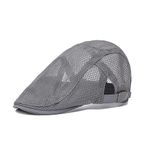 Aublinto Vintage Karo Şapka Klasik Sekizgen Şapka Kemo Şapka Şapka Kadın Newsboy Şapkaları Yaz Şapkası UV 50 Koruma Siperlikli Şapka Trendy Mesh Flat Cap Cabbie Kadınlar ve Erkekler için, Gri, Ölçü