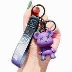 AUBWIG Sevimli Renkli Ayı Anahtarlık Erkek Kız Yaratıcı Örgülü Halat Renk Geçişi Reçine Hayvan Kolye Ucu Erkek Kadın Metal Anahtarlık, Mor, 3.8cm*5.1cm*11cm