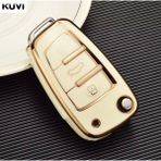Audi A1 A3 A4 A6 A7 Q2 Q3 Q5 Beyaz-Gold Anahtar Kılıfı - Şeffaf