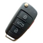Audi A1 A3 A4 A6 Uyumlu Anahtar Kabı Kumanda Kabı Oto Anahtarlık 3+1 Panik Buton Logolu