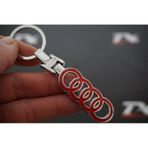 Audi Halka Logo Krom Metal Çift Yön Anahtarlık kirmizi