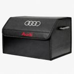 Audi Marka Logolu Oto Bagaj Organizer Çanta Oto Bagaj Çantası 2 Bölmeli Suni Deri 48 Cm X 31 Cm X 29 Cm