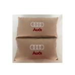 Audi Nakışlı Krem Renk 2 Adet Kumaş Oto Boyun Yastığı