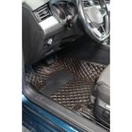 Audi Q7 2007-2013 Siyah Üzeri Bakır Dikiş 8d Diamond Premium Tam Kaplama Deri Oto Paspas - Siyah - Kahverengi