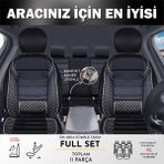 Audi Q7 Uyumlu Yarı Deri Oto Koltuk Kılıfı Ön/arka 5 Li Set Norm Siyah-Beyaz - Siyah - Beyaz