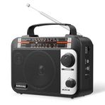Audiocrazy Çok Bantlı AM/FM/SW1-2 Radyo Transistör Radyo AC veya Pil, En İyi Resepsiyon Büyük Hoparlör ve AUX girişi ve 3,5 mm Kulaklık Jakı ile Hassas Ayar Düğmesi ile Çalışır