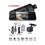 AUDİOMAX Araç Kamerası Dikiz Aynası- Çift Kameralı, Full Hd 1080p, 170° Geniş Açı, Gece Görüşlü, Geri Görüş