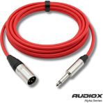 AUDIOX Alpha Series Jak Xlr Erkek Kablo 6.3 mm Mono Gitar Klavye Mikser Enstrüman Kablosu - Kırmızı - 12 m