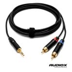 AUDIOX AUX to RCA Kablo 3.5 mm Stereo Jak 2x RCA Erkek Telefon TV PC Amfi Ses Kablosu - Siyah - 3 m