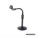 AUDIOX Masaüstü Kürsü Mikrofon Standı Esnek Gooseneck Yuvarlak Taban Siyah Mikrofon Sehpası